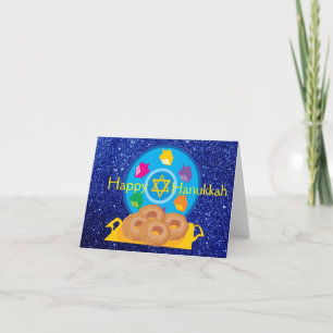 Cartes Pour Fêtes Annuelles Plaque Hanoukka avec Parties scintillant Dreidels