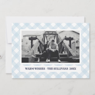 Cartes Pour Fêtes Annuelles Plat bleu clair   Rustique   Photo de vacances sur