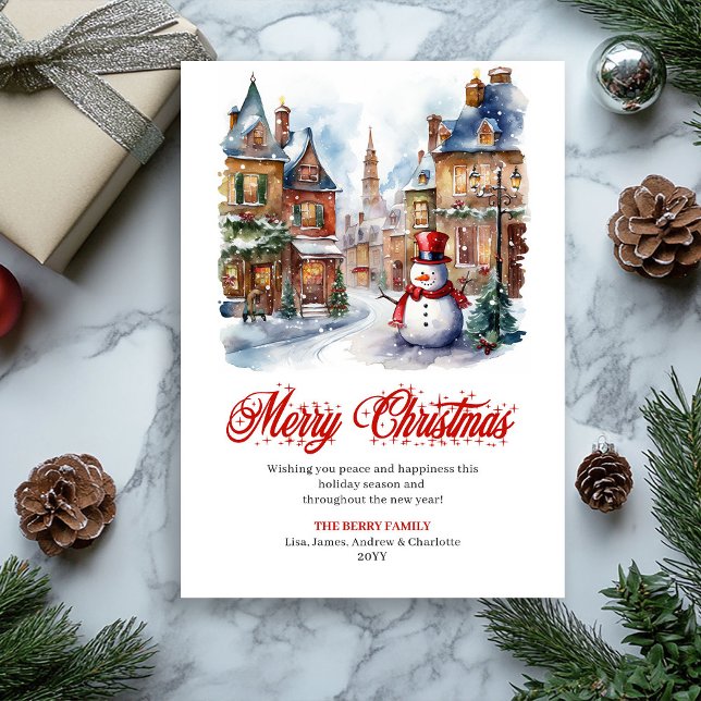Cartes Pour Fêtes Annuelles Playful holiday scene editable greeting card (Playful holiday scene editable greeting card

)