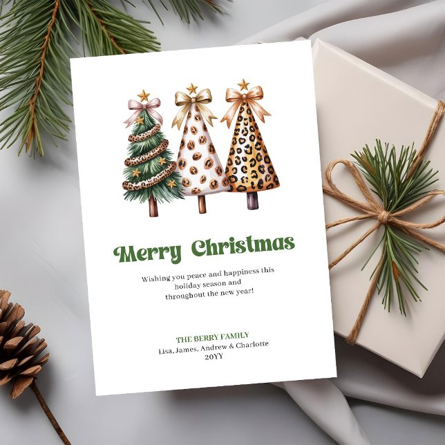 Cartes Pour Fêtes Annuelles Playful leopard pattern Christmas greeting card (Playful leopard pattern Christmas greeting card

)