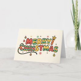 Cartes Pour Fêtes Annuelles Playful Retro Kids Script Merry Christmas