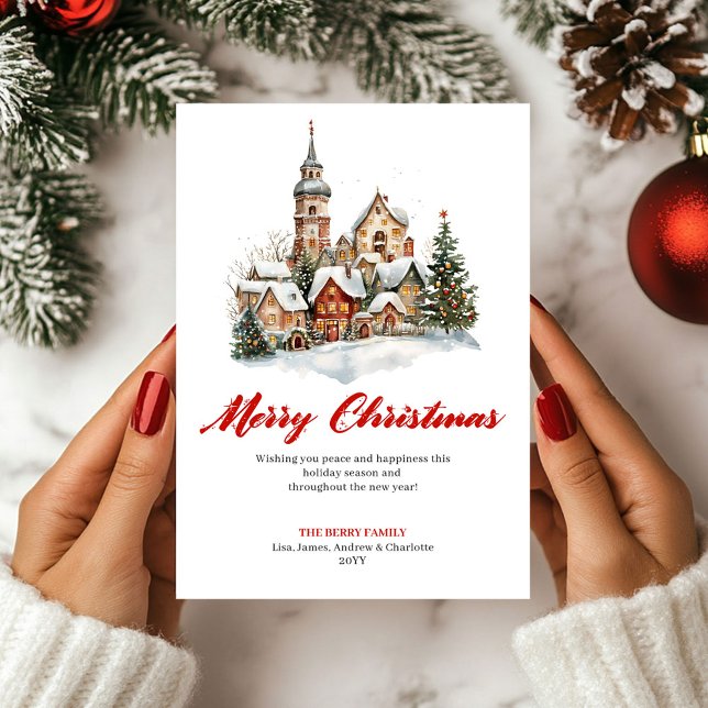 Cartes Pour Fêtes Annuelles Playful Winter Scene Christmas Greeting Card (Playful Winter Scene Christmas Greeting Card)