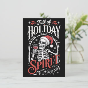 Cartes Pour Fêtes Annuelles Plein d'esprit de fête Xmas squelette buvant du vi
