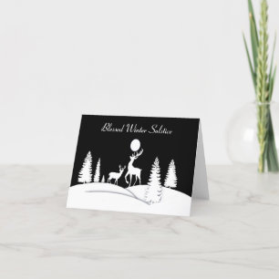 Cartes Pour Fêtes Annuelles Pleine lune d'hiver Solstice bénie Cerf