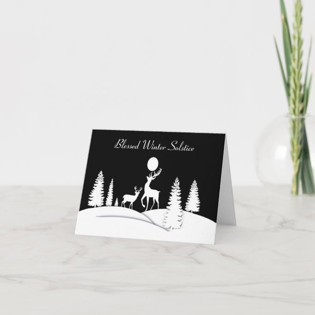Cartes Pour Fêtes Annuelles Pleine lune d'hiver Solstice bénie Cerf (Devant)