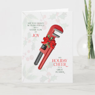 Cartes Pour Fêtes Annuelles Plombier Flux Régulier de Joie et de Joie Saisonni