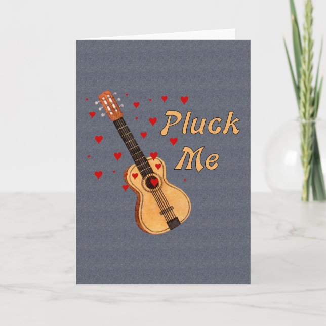 Cartes Pour Fêtes Annuelles Pluck Me Valentine Guitare (Devant)