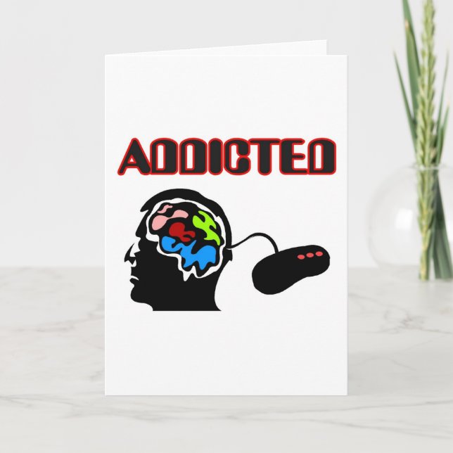 Cartes Pour Fêtes Annuelles Plug-In Du Cerveau De Gamer Addicité (Devant)