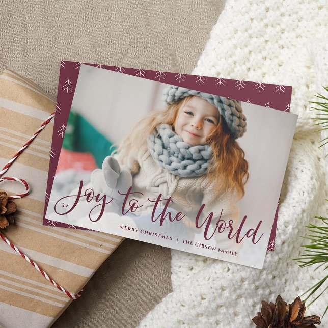 Cartes Pour Fêtes Annuelles Plum | Joy to the World Full Photo (Créateur téléchargé)