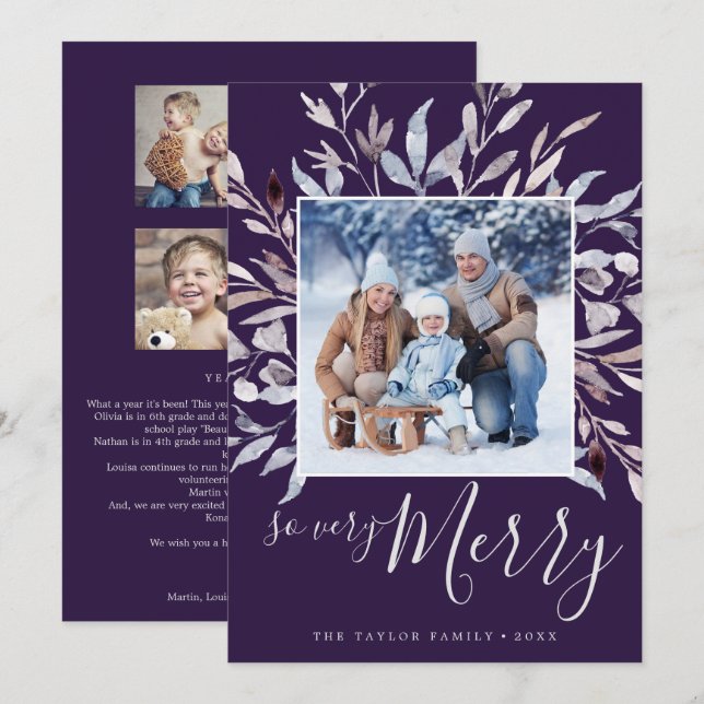 Cartes Pour Fêtes Annuelles Plum Végétal D'Hiver Si Joyeux Année En Revue (Devant / Derrière)