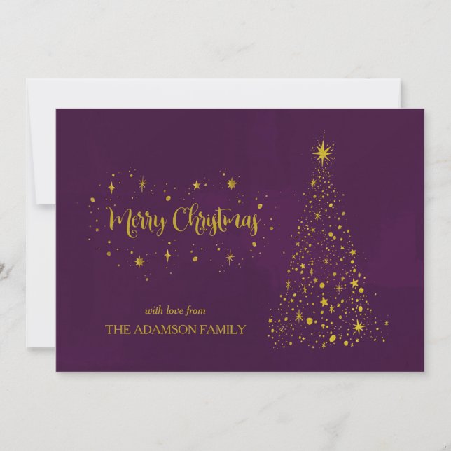 Cartes Pour Fêtes Annuelles Plum violet et or Joyeux Noël (Devant)