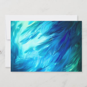 Cartes Pour Fêtes Annuelles Plume Abstrait Bleu Vert
