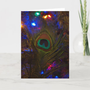 Cartes Pour Fêtes Annuelles Plume de Noël de paon