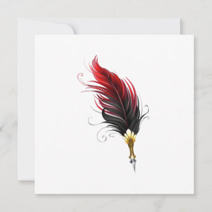 Cartes Pour Fêtes Annuelles Plume rouge avec pointe en or