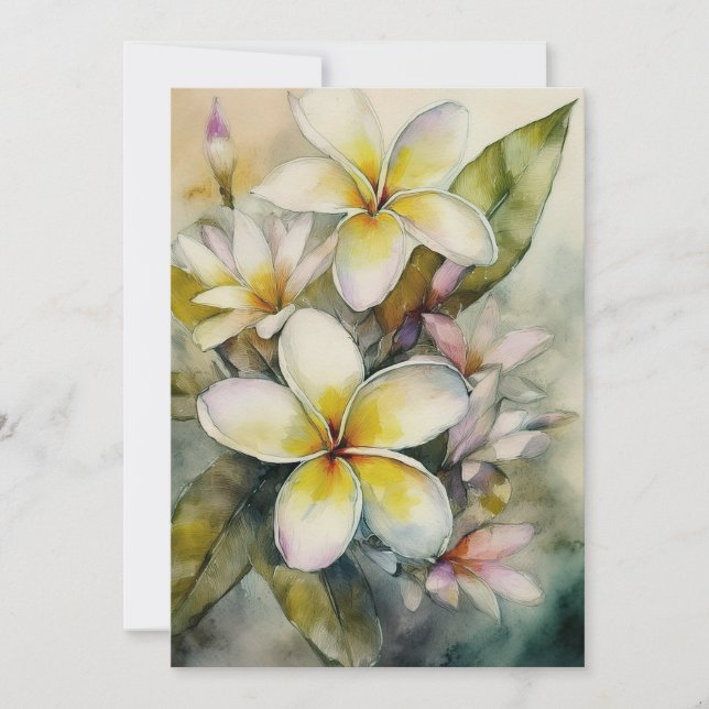 Cartes Pour Fêtes Annuelles Plumeria jaune hawaïenne (Devant)