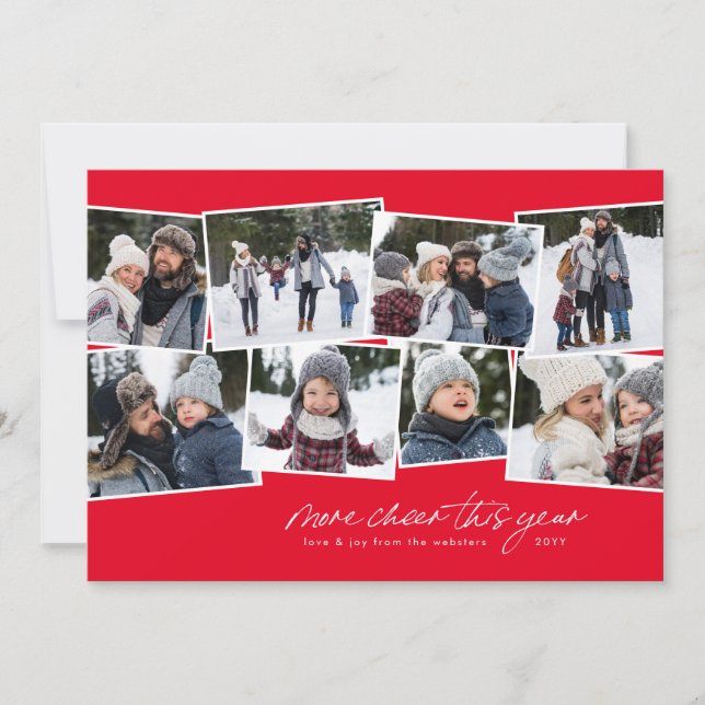 Cartes Pour Fêtes Annuelles Plus de joie cette année collage photo 8 (Devant)