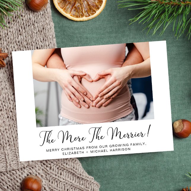 Cartes Pour Fêtes Annuelles Plus La Grossesse Photo Plus Merrier (A fun & unique way to introduce family and friends to your growing family this holiday season)