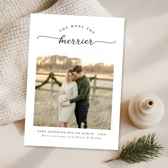 Cartes Pour Fêtes Annuelles Plus La Grossesse Unique De Noël Plus Merrier (Créateur téléchargé)