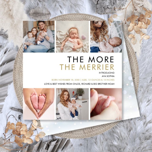 Cartes Pour Fêtes Annuelles Plus La photo Merrier Naissance de Noël (More The Merrier Photo Christmas Birth Holiday Card)