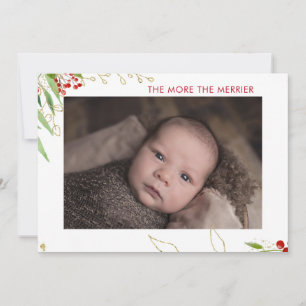 Cartes Pour Fêtes Annuelles Plus Le Merrier Est Merrier   Bébé Multi Photo Red