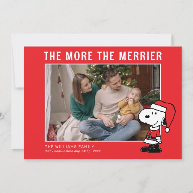 Cartes Pour Fêtes Annuelles Plus Le Merrier Est Merrier | Snoopy Noël Nouveau  (Devant)