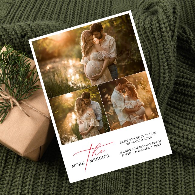 Cartes Pour Fêtes Annuelles Plus Le Merrier Red Christmas Baby Annouement (Créateur téléchargé)