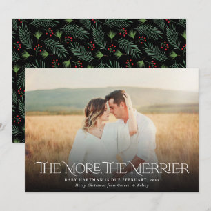 Cartes Pour Fêtes Annuelles Plus Merrier annonce la grossesse Noël Photo
