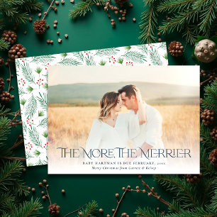 Cartes Pour Fêtes Annuelles Plus Merrier annonce la grossesse Noël Photo