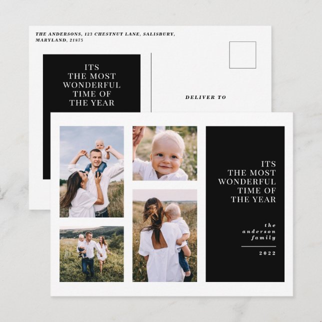 Cartes Pour Fêtes Annuelles Plus merveilleux temps noël multi photo announs (Devant / Derrière)