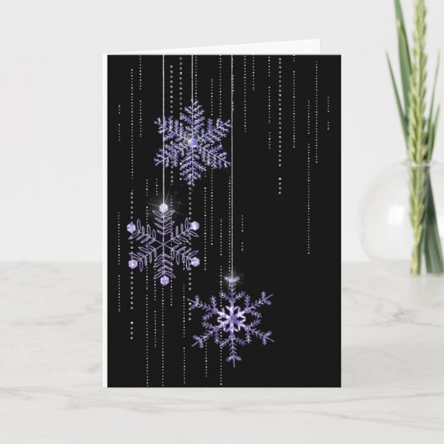 Cartes Pour Fêtes Annuelles Pneus et diamants de vacances violets (Devant)