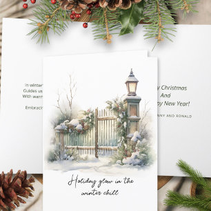 Cartes Pour Fêtes Annuelles Poem Green Foliries Neige hiver Noël