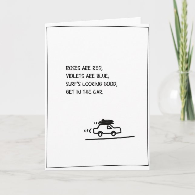 Cartes Pour Fêtes Annuelles 'Poem' - Surfing Valentine's Card (Devant)