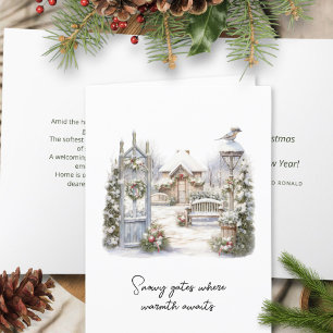 Cartes Pour Fêtes Annuelles Poème aquarelle Scandi hiver Noël Wreath