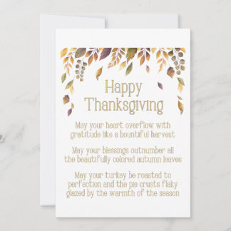 Cartes Pour Fêtes Annuelles Poème bon thanksgiving