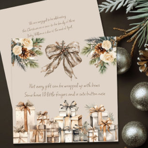 Cartes Pour Fêtes Annuelles Poème de grossesse de Noël neutre Bow Brown