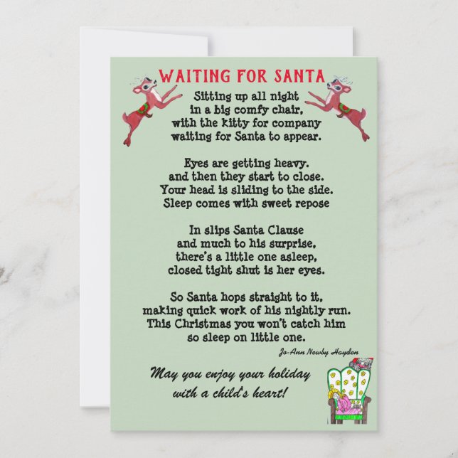 CARTES POUR FÊTES ANNUELLES POÈME DE NOËL EN ATTENDANT PÈRE NOËL  (Devant)