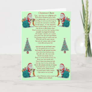 Cartes Pour Fêtes Annuelles poème de noël humoristique père Noël et xmas tree 