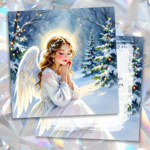 Cartes Pour Fêtes Annuelles Poème de Noël personnalisé d'ange