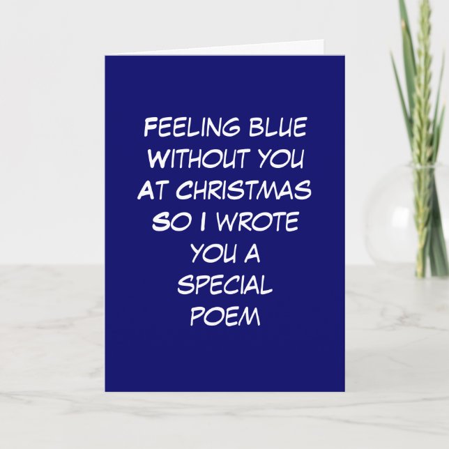 CARTES POUR FÊTES ANNUELLES POÈME DE NOËL POUR BLEU SANS VOUS (Devant)