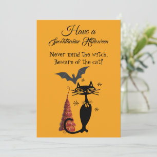 Cartes Pour Fêtes Annuelles Poème Halloween Spooktacé Chat noir mignon Déplais