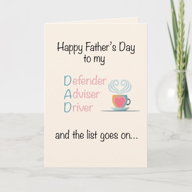 Cartes Pour Fêtes Annuelles Poème Papa Acrostique (Devant)