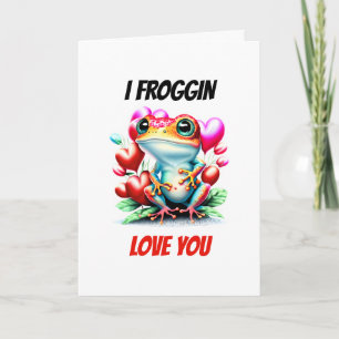 Cartes Pour Fêtes Annuelles Poids de grenouille   Froggin t'aime mignon chatte