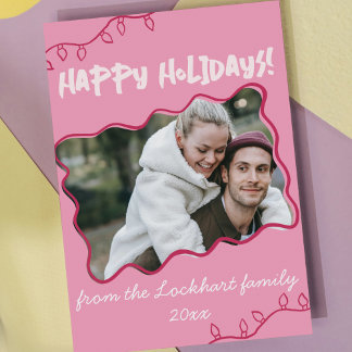 Cartes Pour Fêtes Annuelles Poignée rose Quirky Bordure Vavy