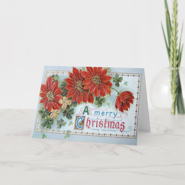 Cartes Pour Fêtes Annuelles Poinsetta (Devant)