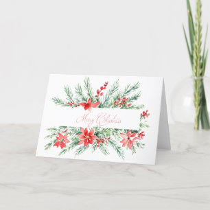 Cartes Pour Fêtes Annuelles Poinsettia aquarelle et verdure