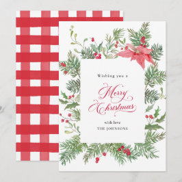Cartes Pour Fêtes Annuelles Poinsettia Botanique Rouge Plaid Noël
