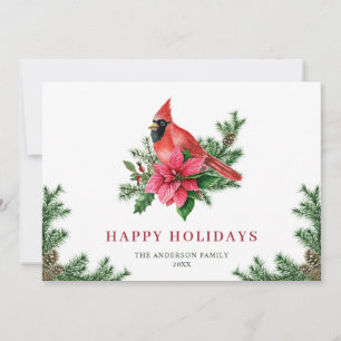 Cartes Pour Fêtes Annuelles Poinsettia Cardinal Rouge Salutation de Noël