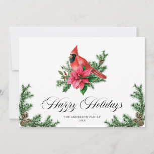 Cartes Pour Fêtes Annuelles Poinsettia Cardinal Rouge Salutation de Noël