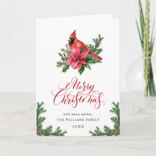 Cartes Pour Fêtes Annuelles Poinsettia Cardinal Rouge Salutation de Noël