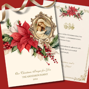 Cartes Pour Fêtes Annuelles Poinsettia de Noël religieux Mère Marie Jésus